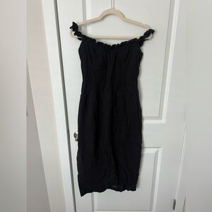 100% cotton black midi dress for formal occasion